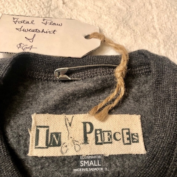 Collage Print Grey Sweatshirt Original Graphic Artist Design titled Fatal Flaw - Picture 8 of 13